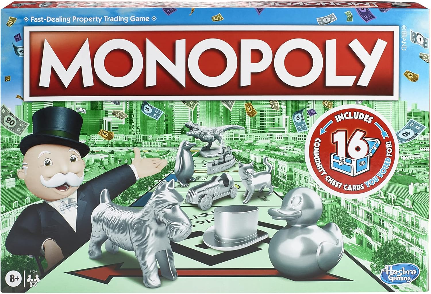 Monopoly Game, Family Board Game for 2 to 6 Players, Monopoly Board Game for Kids Ages 8 and Up, Includes Fan Vote Community Chest Cards