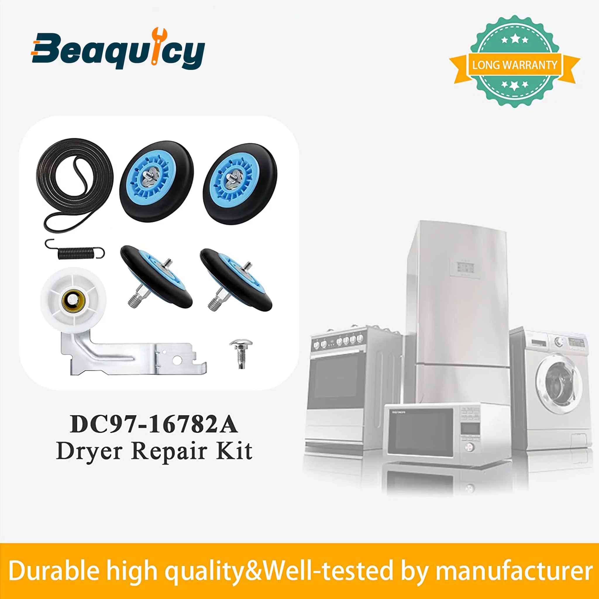 Beaquicy DC97-16782A Dryer Repair Kit Drum Roller Belt 6602-00165 DC93-00634A Idler Pulley