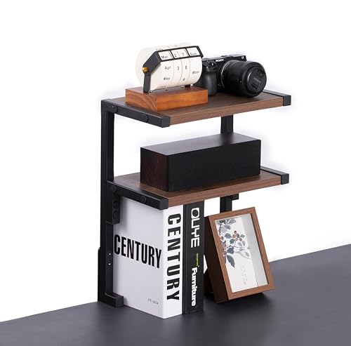 Clamp on Desk Shelf 15.7 * 5.9 inch, 2-Tier Shelving Unit Table Organizer Above or Under Desk, Storage Tray Desk Workspace Organizers Desktop Storage Table Extender for Office Home