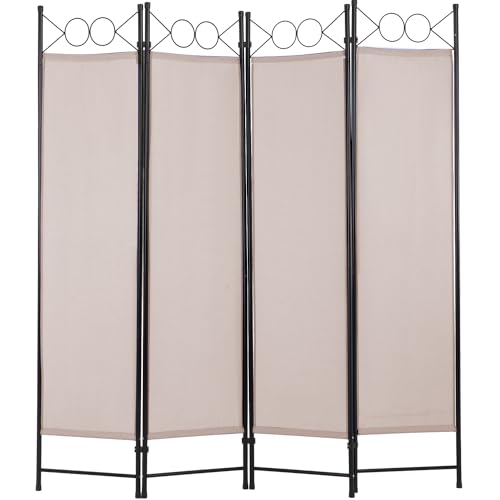 4 Panel Room Divider 6FT Steel Frame Screen Folding Privacy Divider Freestanding Partition for Home Office Bedroom (Black)