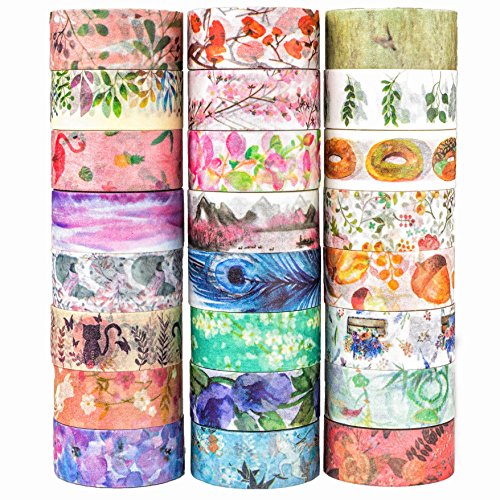 KOVANO 60 Rolls Washi Tape Set - Decorative Adhesive Masking Tape for Scrapbooking Supplies,DIY Crafts,Bullet Journals,Gift Wrapping,Party Decorations and Planners,Each Roll 5.4yd Total 328yd