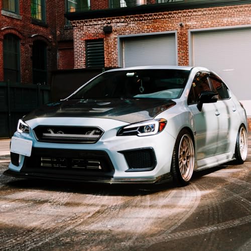 SPEC-D TUNING Black Housing Clear Lens Projector Headlights with Sequential LED Turn Signal Lights Compatible with 2015-2021 Subaru WRX STI with Halogen Headlight, L + R Pair Headlamp Assembly