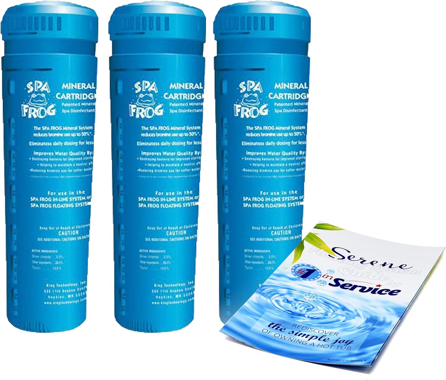 Spa Frog Serene Cartridge for Hot Tub 3 Mineral Cartridge for Floating Sanitizing System and Hot Tub Water Balance Guide