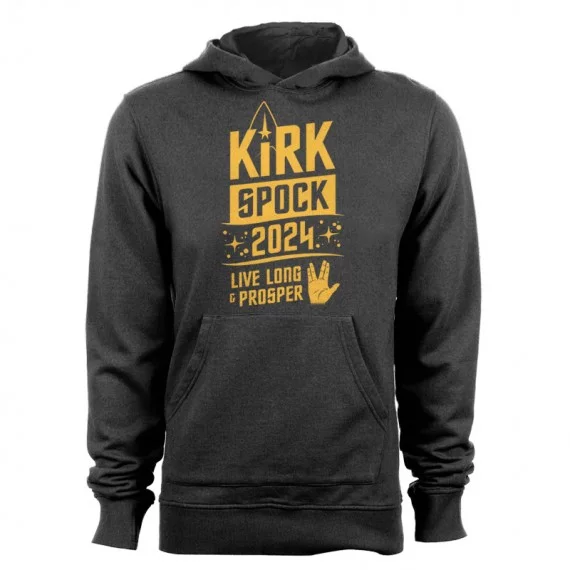 GEEK TEEZ Kirk Spock 2024 Original Artwork Inspired by Star Trek Women's Hoodie Charcoal X-Large