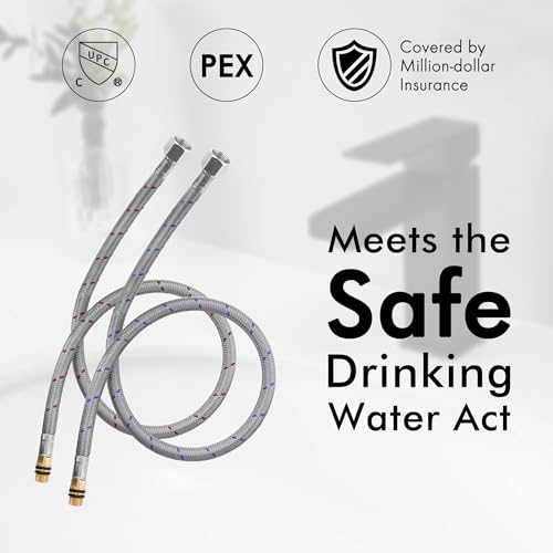 KES Vessel Sink Faucet, Black Bathroom Faucets, Tall Bathroom Faucets with Sink Drain with Overflow, L3156BLFF12-BK-C1