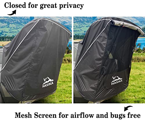 Hasika SUV Camping Tent Car Tailgate Shade Awning with Screen Net Midsize to Full Size SUV Van Waterproof 3000 MM UPF 50+ Black (Small)