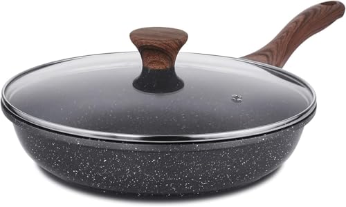 SENSARTE Nonstick Ceramic Frying Pan Skillet with Lid, 12.5 Inch Omelet Pan, Healthy Non Toxic Chefs Pan, Induction Compatible Egg Pan with Heat Resistant Handle, PFAS-Free