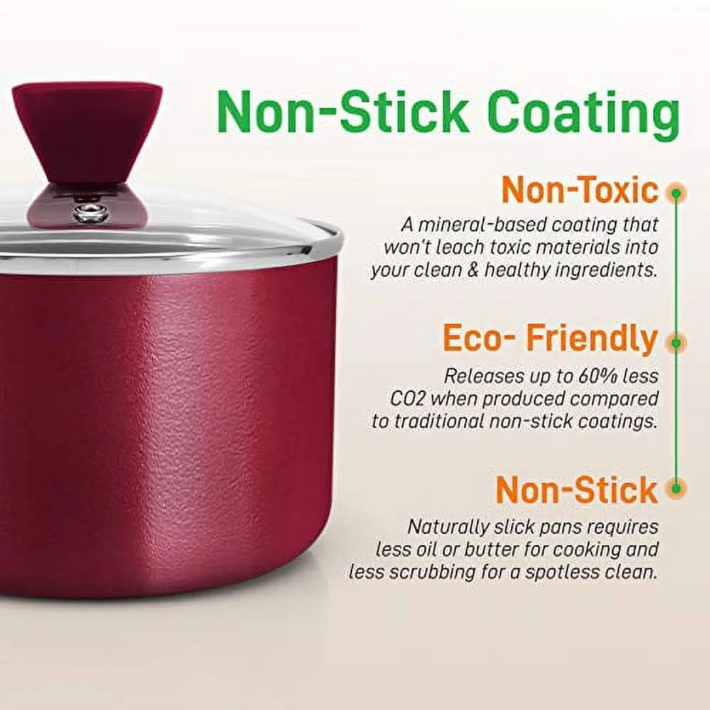 NutriChef Kitchenware Pots & Pans - Stylish Kitchen Cookware Set, Non-Stick (13-Piece Set)