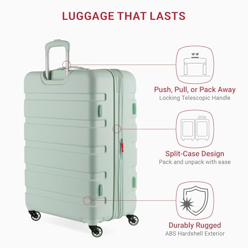 SwissGear 7366 Hardside Expandable Luggage with Spinner Wheels, White, Carry-On 19-Inch