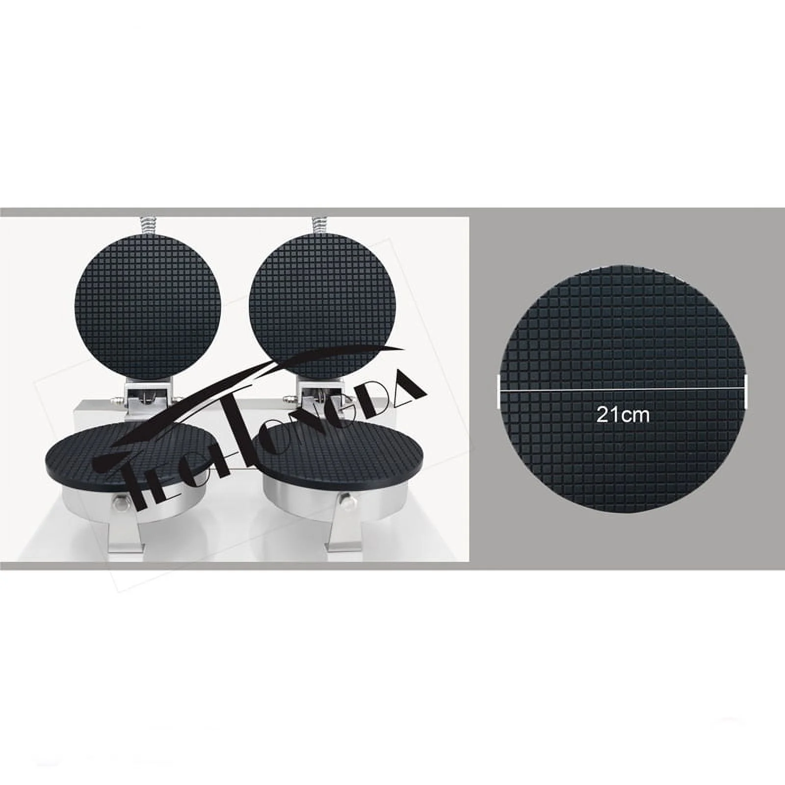 EQCOTWEA Ice Cream Cone Machine Egg Roll Toast Sandwich Maker Double Head 8.23in