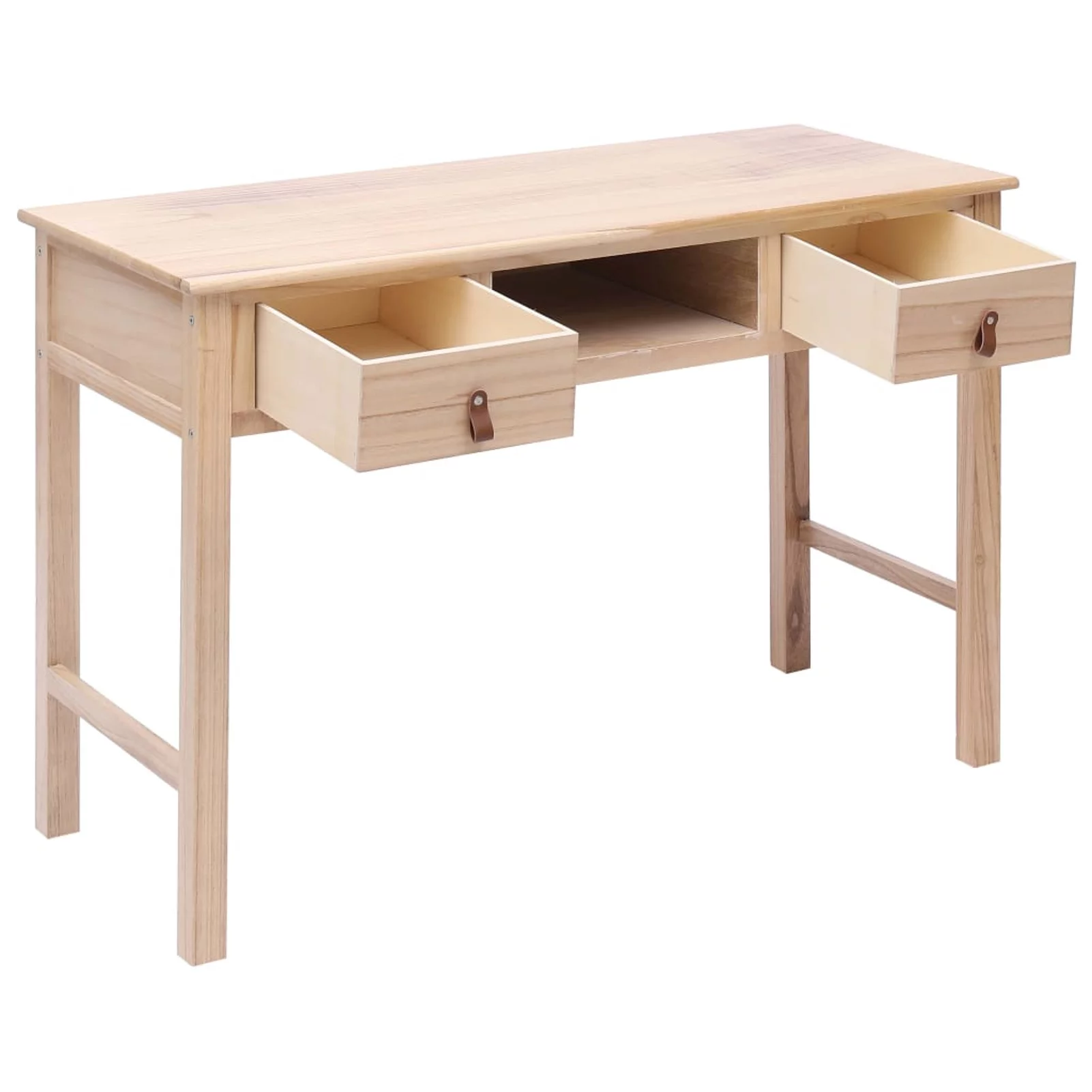 Anself Writing Desk with 2 Storage Drawers and Open Compartment Wood Study Table Wooden Computer Desk Console Table Home Office Furniture 43.3 x 17.7 x 29.9 Inches (L x W x H)