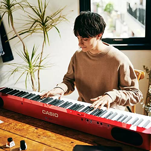 Casio Privia PX-S1100 Digital Piano Bundle with CS-68 Furniture Stand, SP-34 Sustain Pedal, Bench, Instructional Book, DVD, Online Piano Lessons, and Polishing Cloth - Red