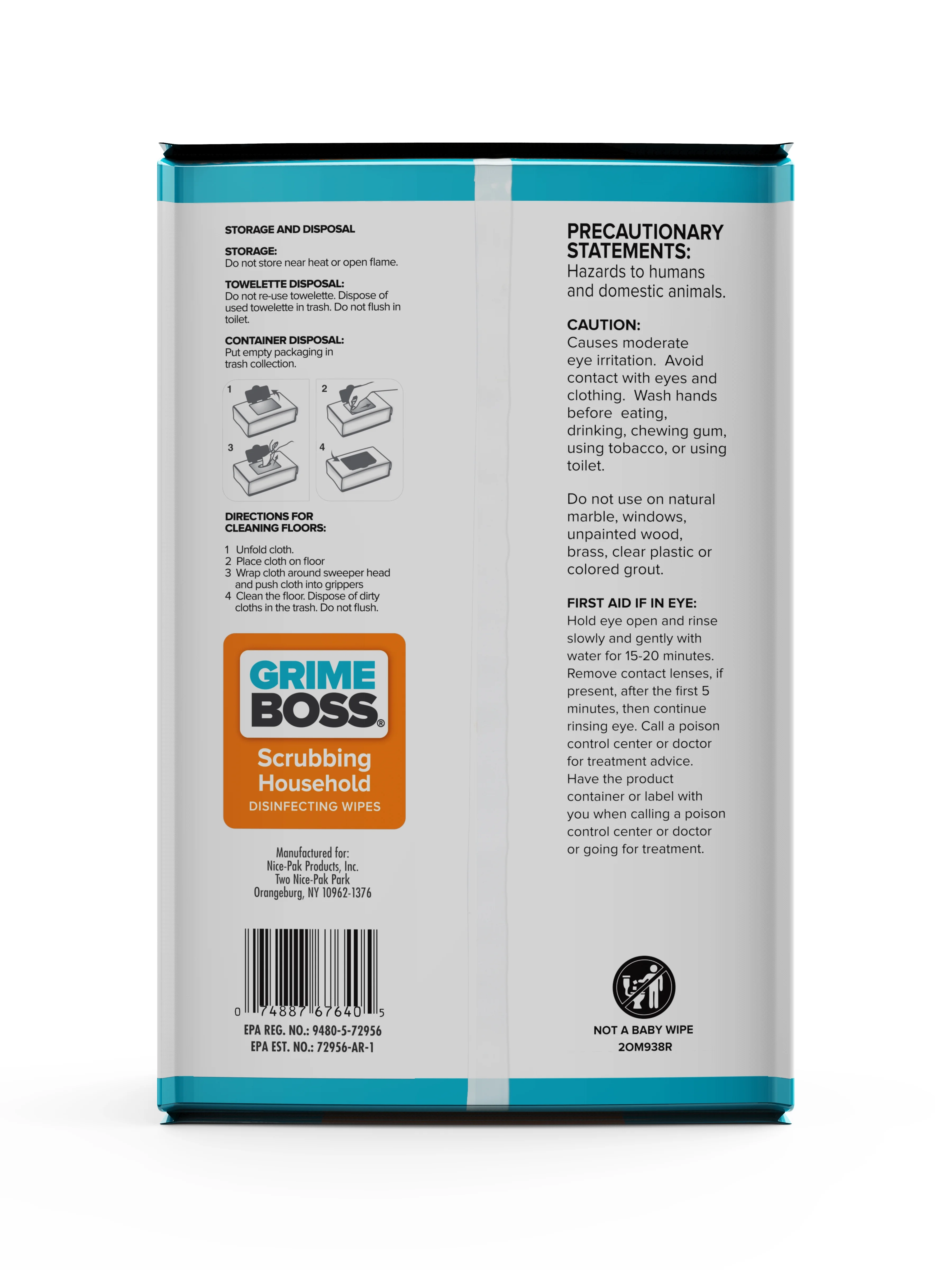 Grime Boss Fiber Blend Scrubbing Household Disinfecting Wipes 8 in. W X 9.5 in. L 72 pk