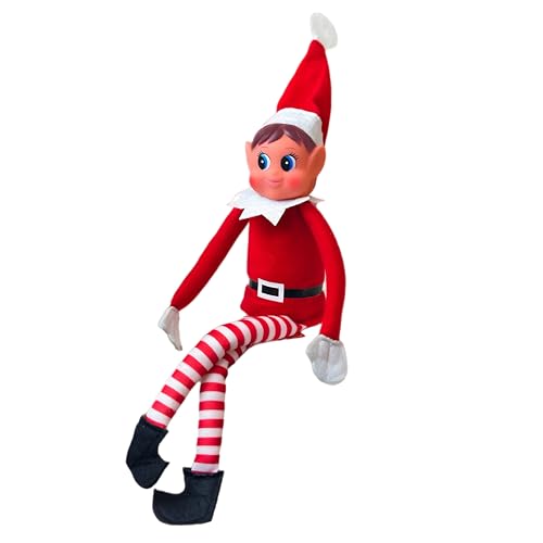 Elfie (Boy) and Elvie (Girl) Set Fun and Playful Elves Behavin' Badly Figure with Soft Body and Vinyl Face-Set of 2, Red