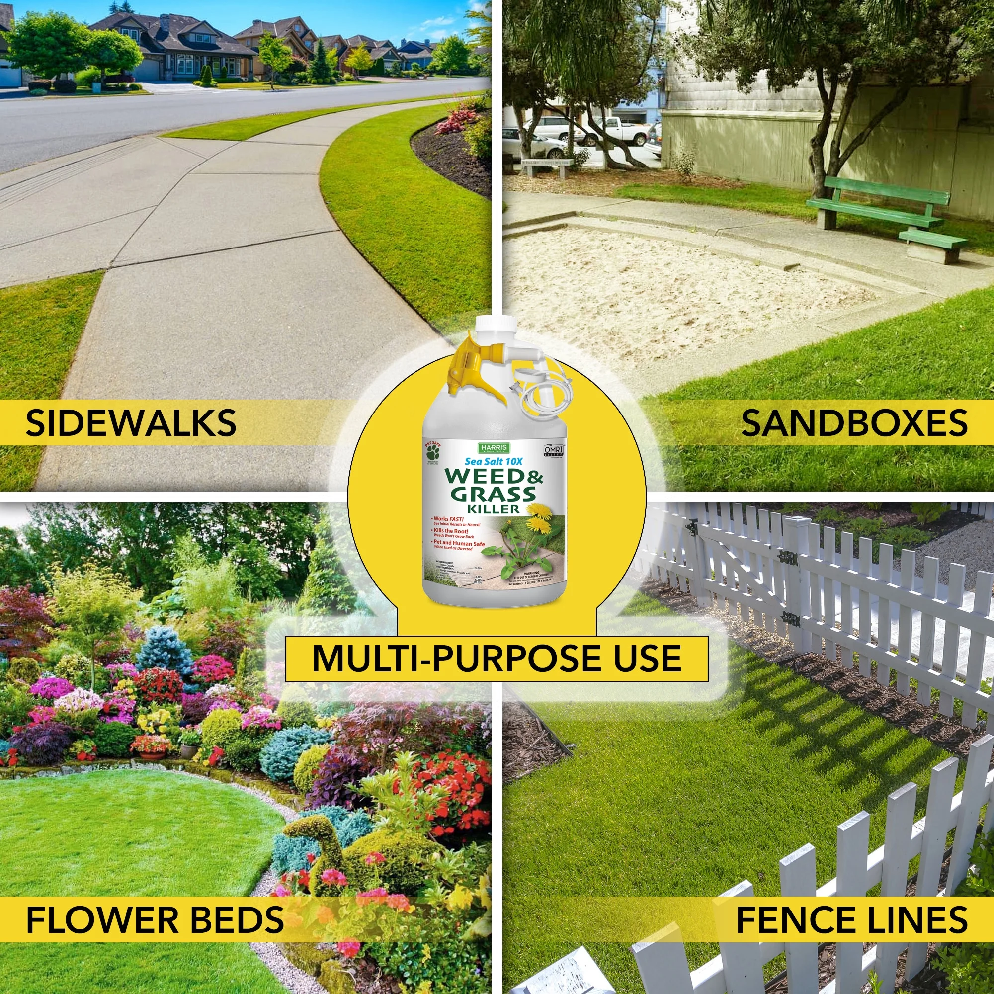 Harris Sea Salt 10X Weed & Grass Killer, 128 oz.