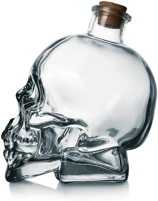 Skull Decanter Lead-free Glass Skull Prop Whiskey Bottle With Cork Stopper (400ML)