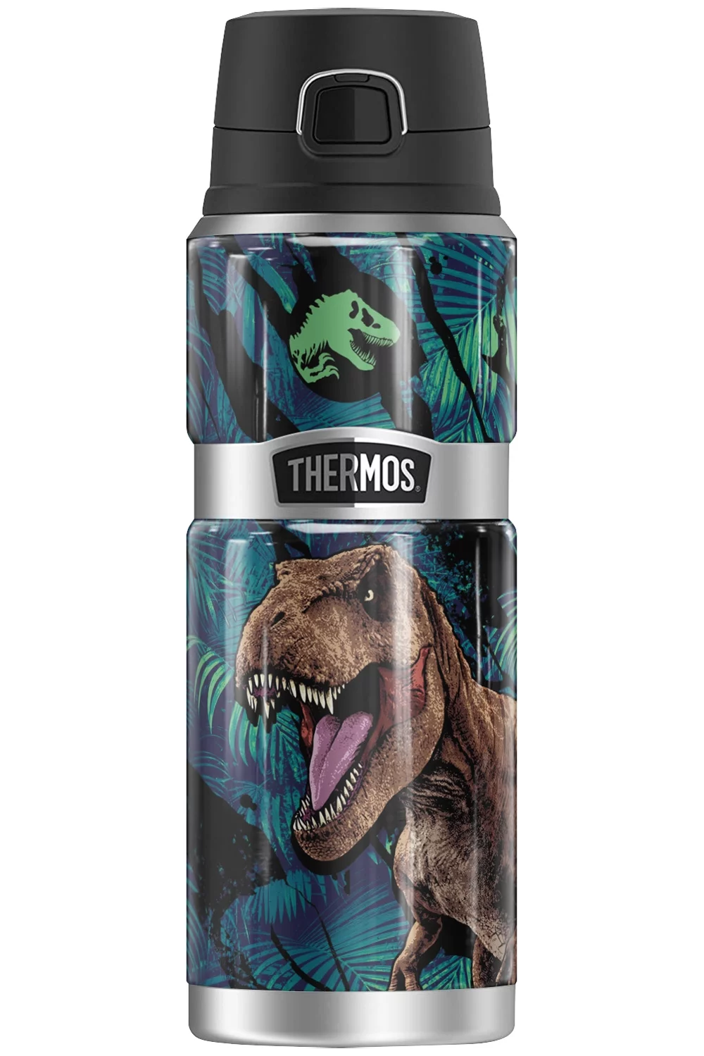 Jurassic World Neon Jungle T-Rex THERMOS STAINLESS KING Stainless Steel Drink Bottle, Vacuum insulated & Double Wall, 24oz