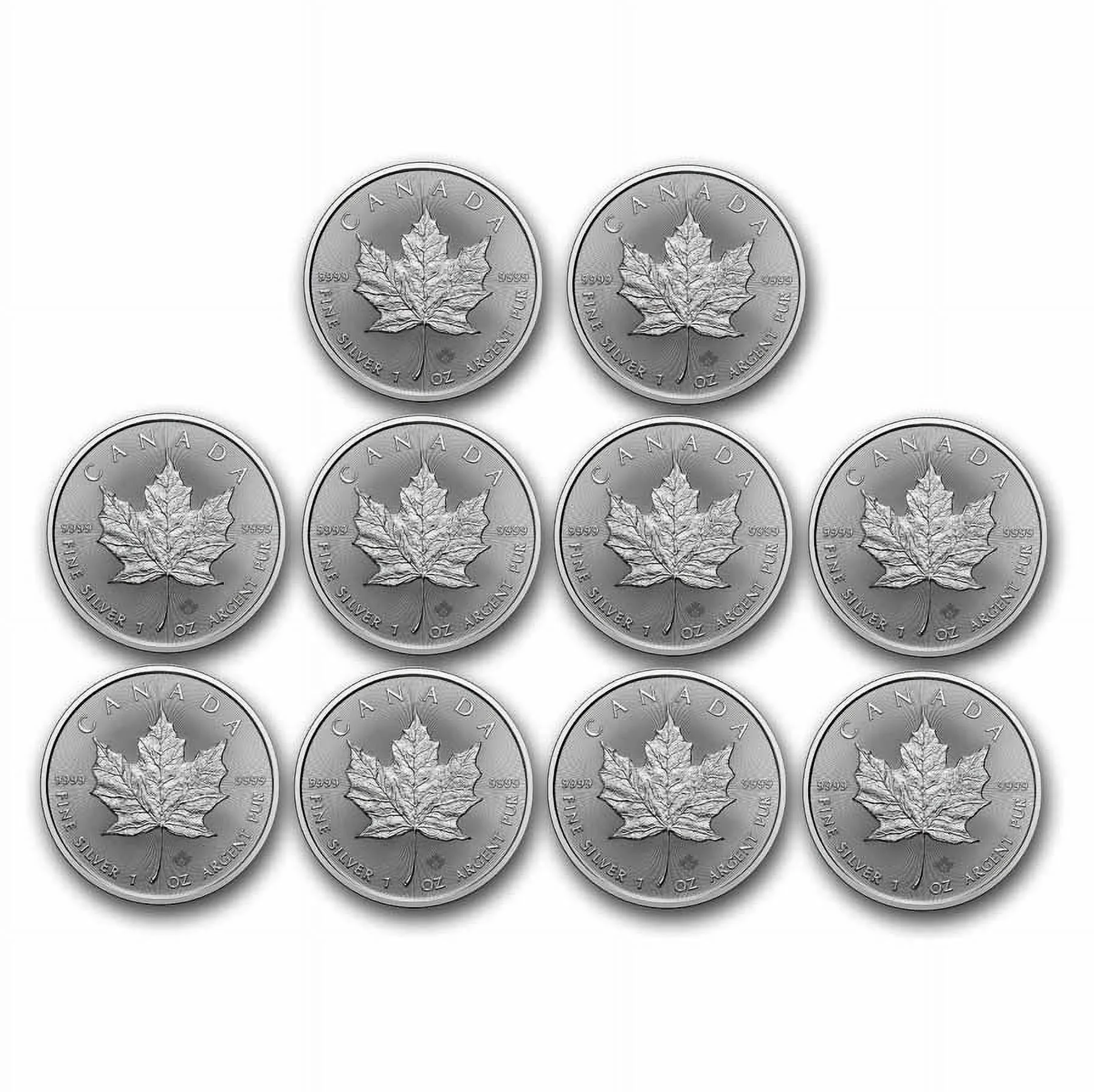 2024 Canada 1 oz Silver Maple Leaf BU - (Lot of 10) - Walmart