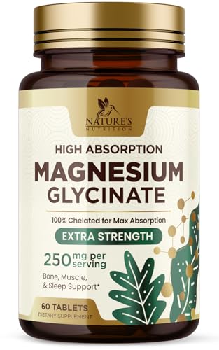 Magnesium Glycinate Supplement, 250 mg, 100% Chelated Magnesium Supplement for High Absorption - Muscle, Heart, Bone and Nerve Health Support, Gluten Free, Vegan, Non-GMO - 120 Magnesium Tablets