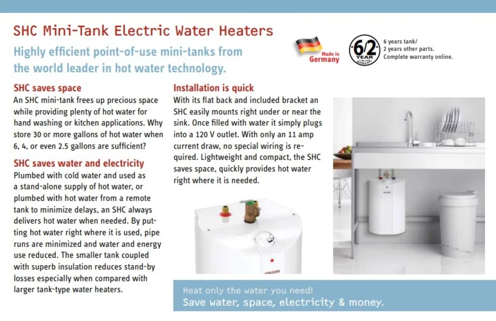 Stiebel Eltron 2.5 Gal. Mini Tank 1300W Point-of-Use Electric Water Heater