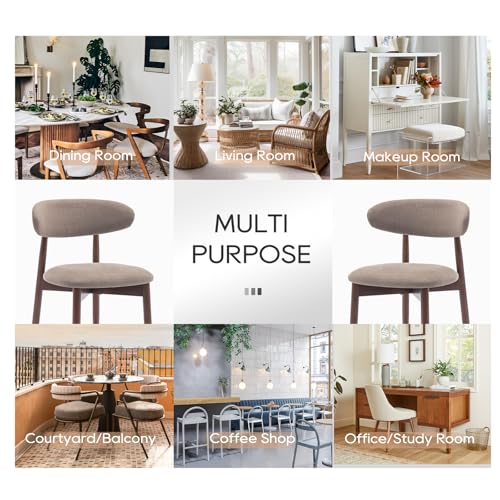 COLAMY Wooden Dining Chairs Set of 4, Modern Fabric Upholstered Dining Room Chair, Farmhouse Kitchen Chairs with Foot Pegs, Green