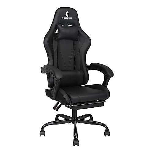 Gaming Chair with Linkage Armrest & Footrest, High Back Video Gaming Chair, Black
