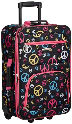 Rockland Fashion Softside Upright Luggage Set, Expandable, Kensington, Black and White, 2-Piece(14/19)