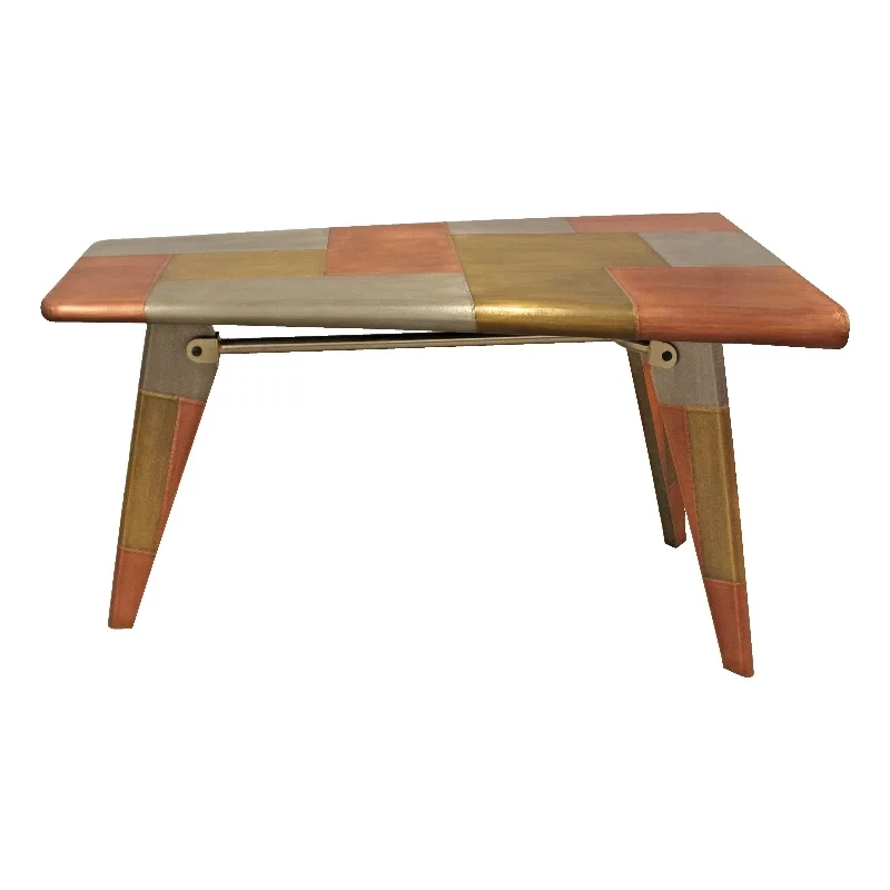 Mar Vista Tri-Tone Metal Cladded Writing Desk in Copper Finish
