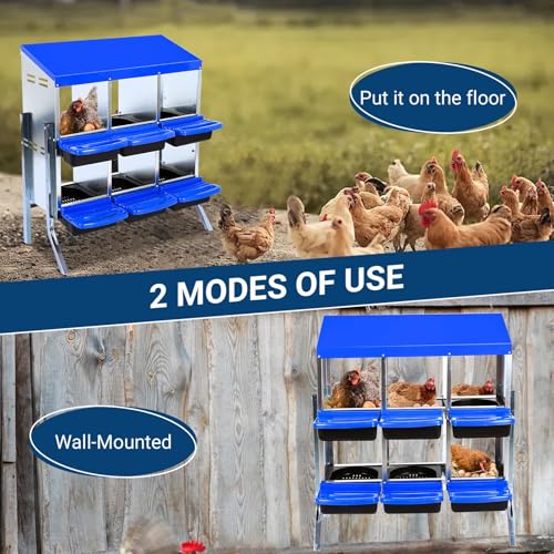 Chicken Nesting Box, 10 Hole 2 Layer Hen Nest Box with Legs, Roll Away Eggs Laying Boxes,Cleanable Pull Out Hen Roosting Boxes