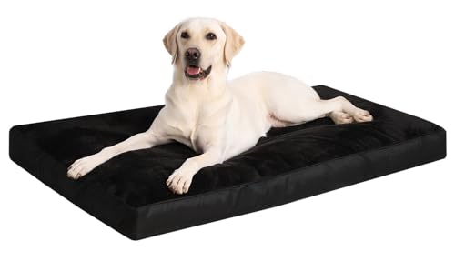 Dog Crate Bed Waterproof Deluxe Plush Dog Beds with Removable Washable Cover Anti-Slip Bottom Pet Sleeping Mattress for Large, Medium, Jumbo, Small Dogs, 41 x 27 inch, Gray
