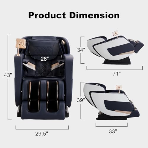 4D Massage Chair Full Body|Zero Gravity Shiatsu Massage Chairs Recliner with Heated SL Track Bluetooth Speaker Airbag Yoga Stretch, Foot Roller (Black)