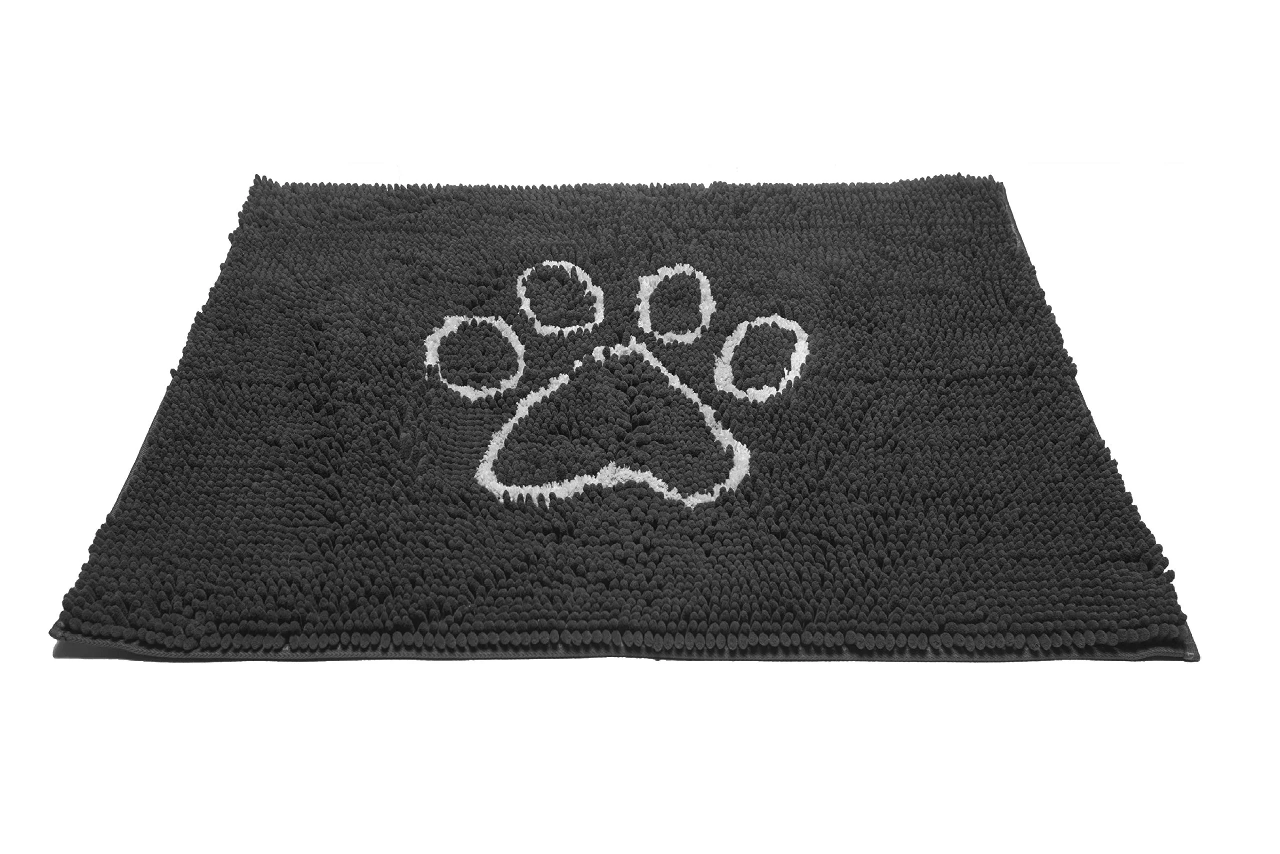 Dog Gone Smart Pet Products DGSDDM231921 Dirty Dog Microfiber Doormat -23x16 Small, Black Hue w/Light Grey Paw Prints