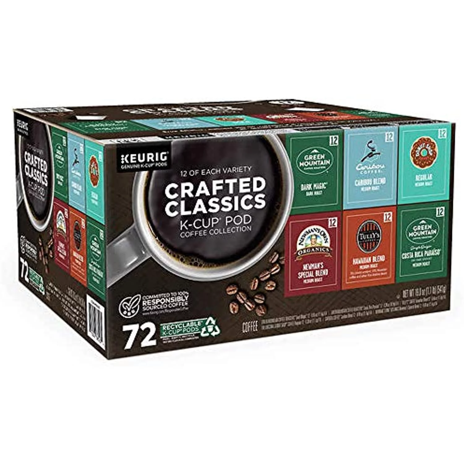 Keurig Crafted Classics Coffee K-Cups Pods 6 Variety Collection Med Roast, Chocolate, 72 Count