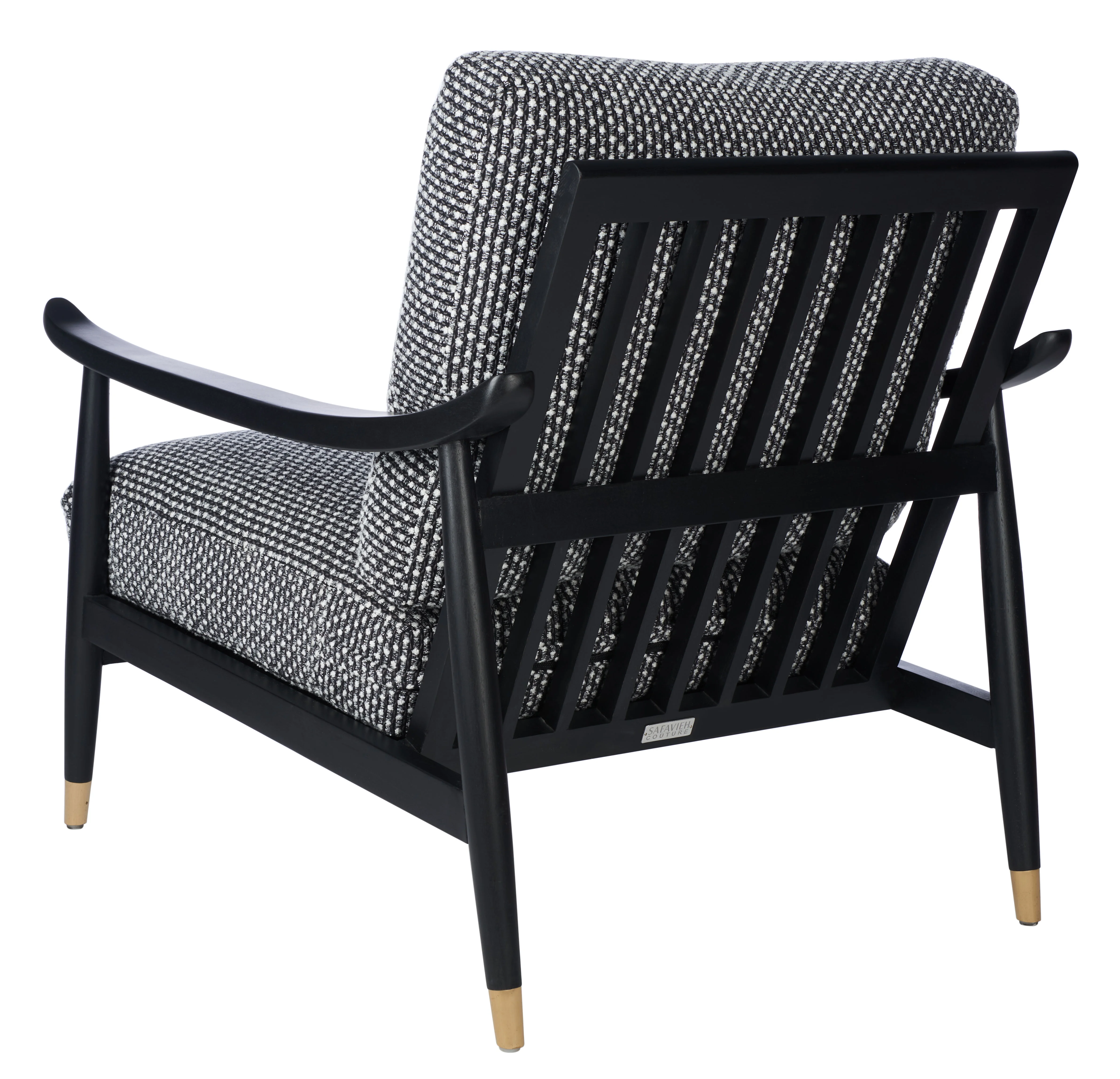 SAFAVIEH Couture Kiara Modern Linen Checkered Accent Chair, Black/White