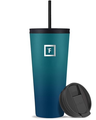 IRON °FLASK Classic Tumbler - Vacuum Insulated Stainless Steel Water Bottle, Double Walled, Drinking Cup, Insulated Travel Mug (Cotton Candy, 24 oz Solid Lid)