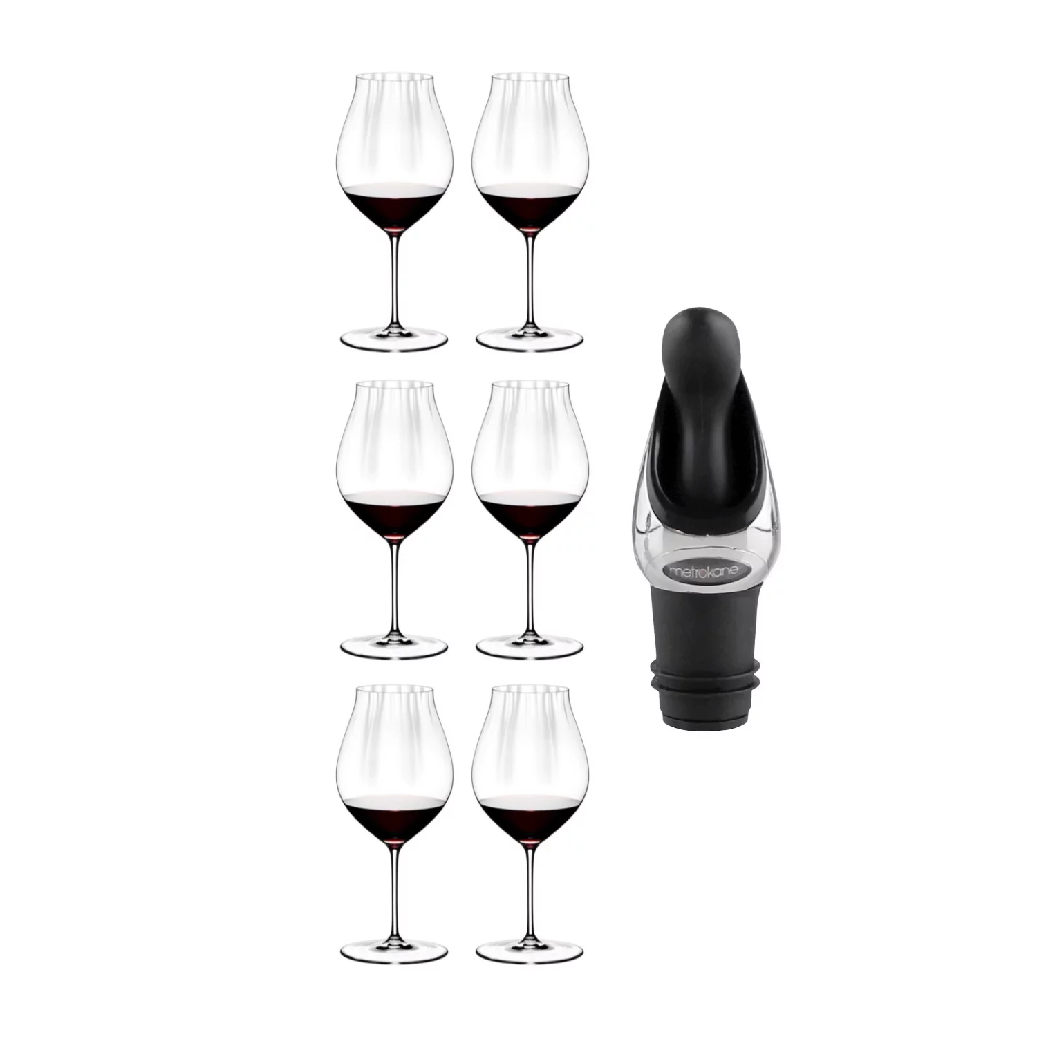 Riedel Performance Pinot Noir Wine Glass (Set of 6) Bundle with Wine Pourer