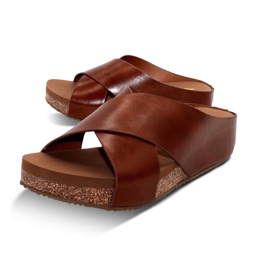 VOLATILE Ablette Wedge Sandals for Women Featuring Slip-on Crisscross Design with EVA Insole and Rubber Outsole