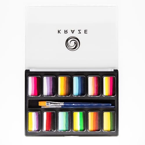 Kraze FX Bold and Brilliant Palette by Jacqueline Howe Professional Face Painting Split Cake Palette, Water Activated, Hypoallergenic, Halloween Party Makeup Face Paint Kit for Kids & Adults