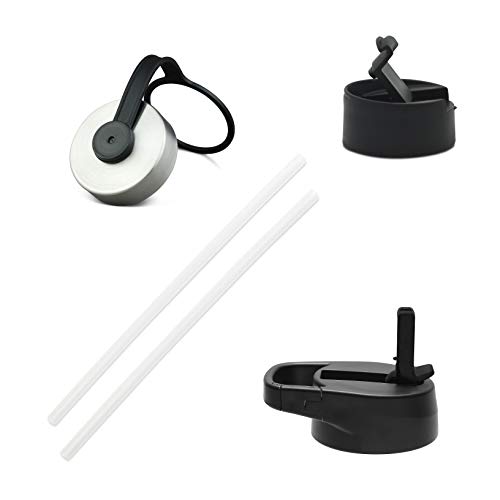 IRON °FLASK Camping & Hiking Hydration Flask with 3 Lids - Stainless Steel, Double Walled & Vacuum Insulated Water Bottle - Leak Proof & BPA Free (Midnight Black, Straw - 40 oz)