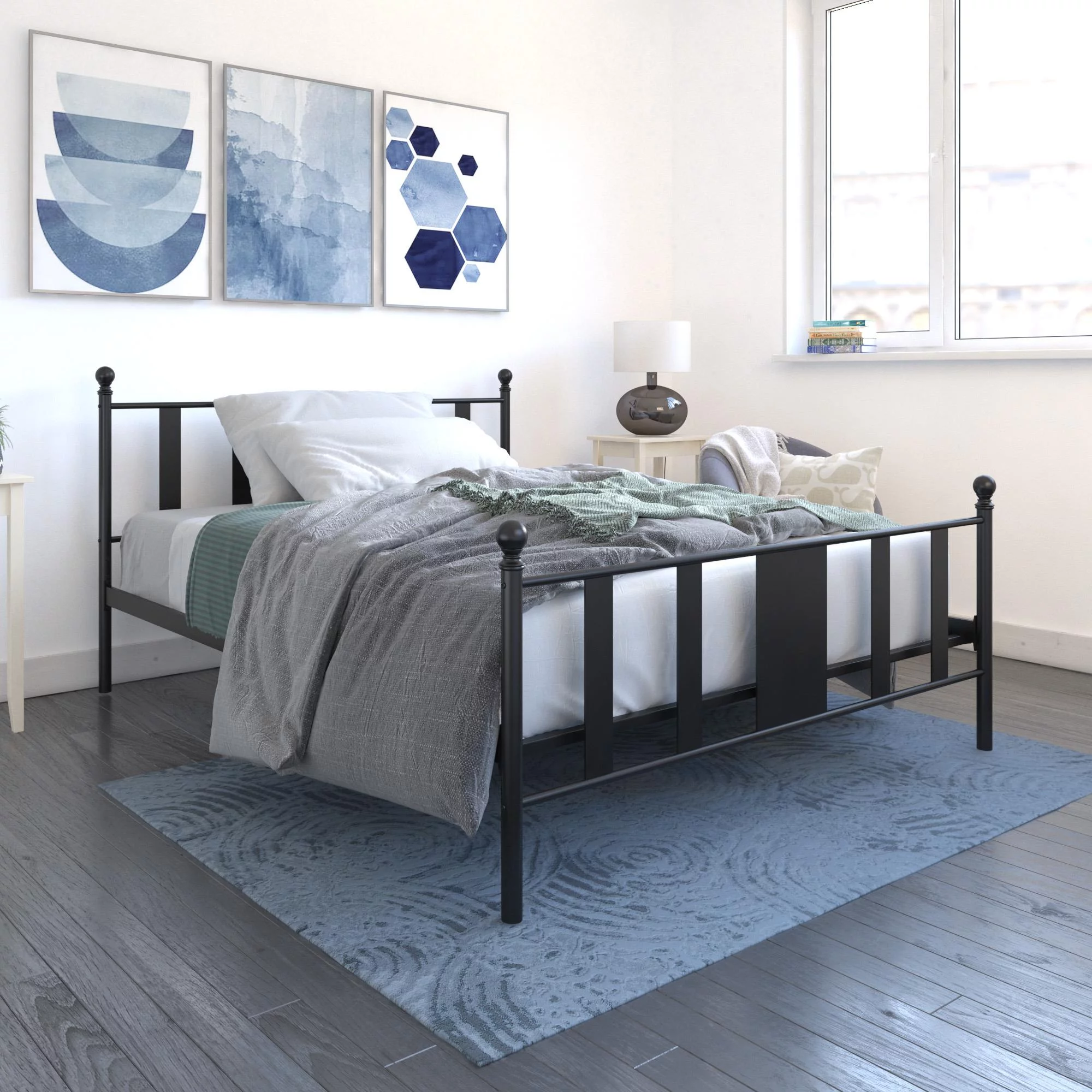 DHP Langham Metal Platform Bed with Adjustable Height, Queen, Black