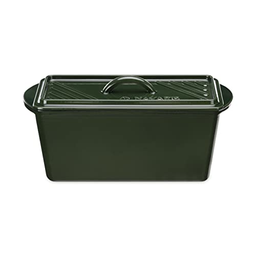 Navaris Cast Iron Bread Loaf Pan with Lid, 13x5 inches, Black