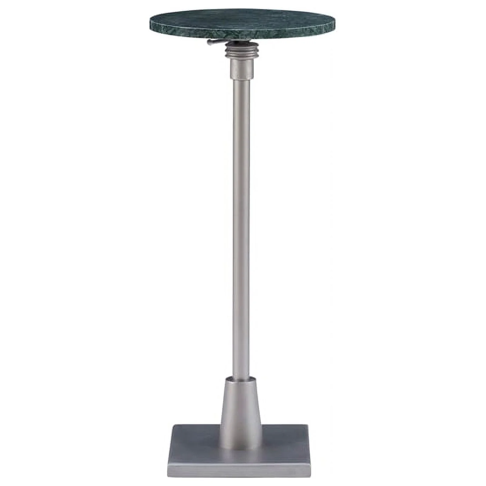 Linon Gavin Adjustable Metal and Green Marble Drink Accent Table in Silver