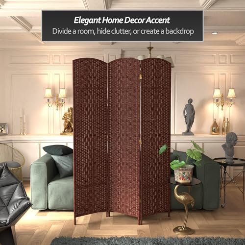 Red Lantern 7 ft. Tall Diamond Weave Dark Beige-6 Panels Room Divider