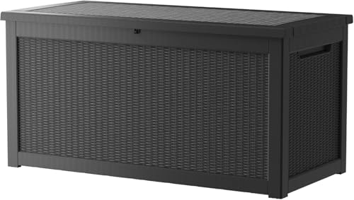150GAL Brown Large - Capacity Outdoor Deck Box with Lock Hole – Waterproof, SGS - Certified UV Resistance, Ideal for Storing Patio Furniture Sets & Seasonal Decor, Hassle - Free Setup