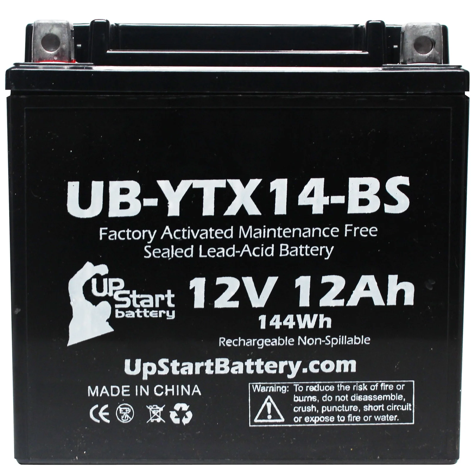 Replacement 1990 Honda FL400R Pilot 400 CC Factory Activated, Maintenance Free, ATV Battery - 12V, 12AH, UB-YTX14-BS