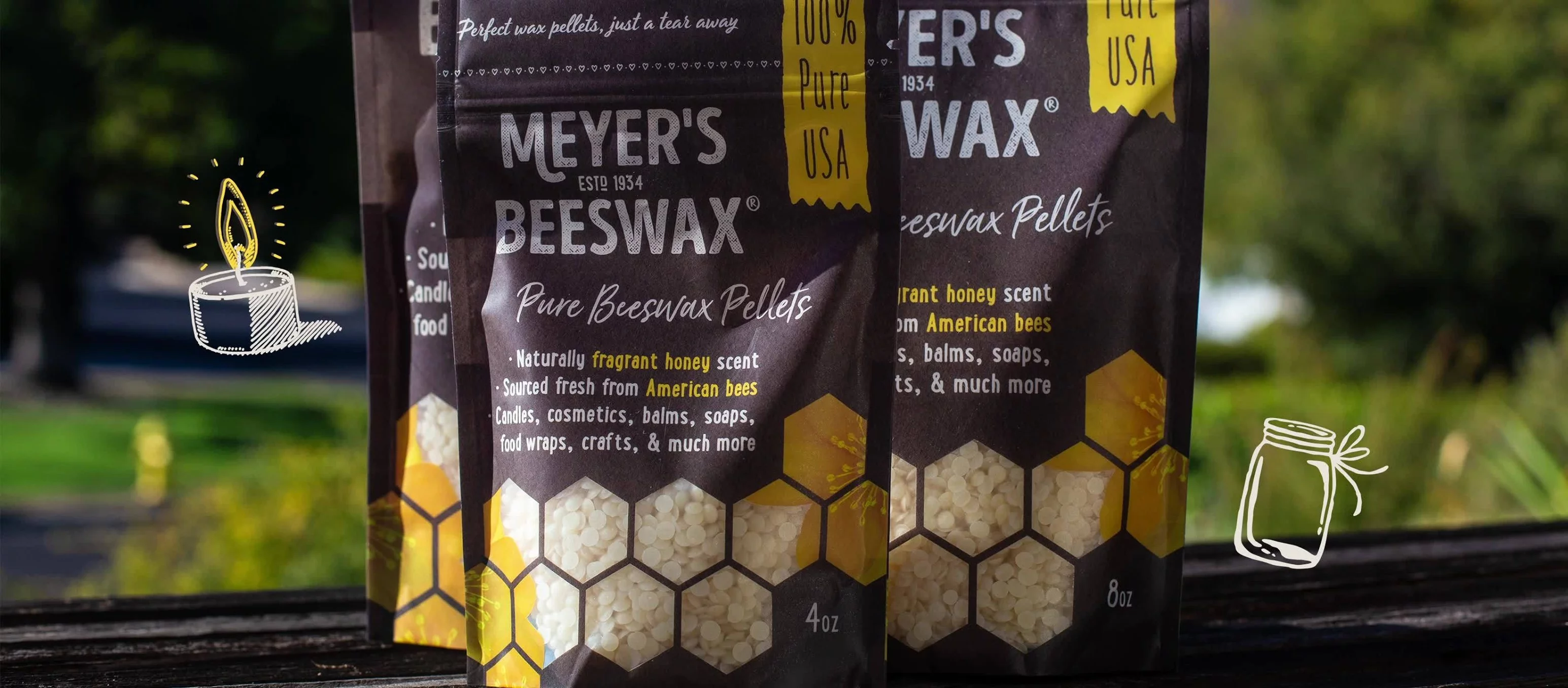 Meyer's Domestic USA Beeswax Not Imported, Additive Free Triple Filtered Pellets