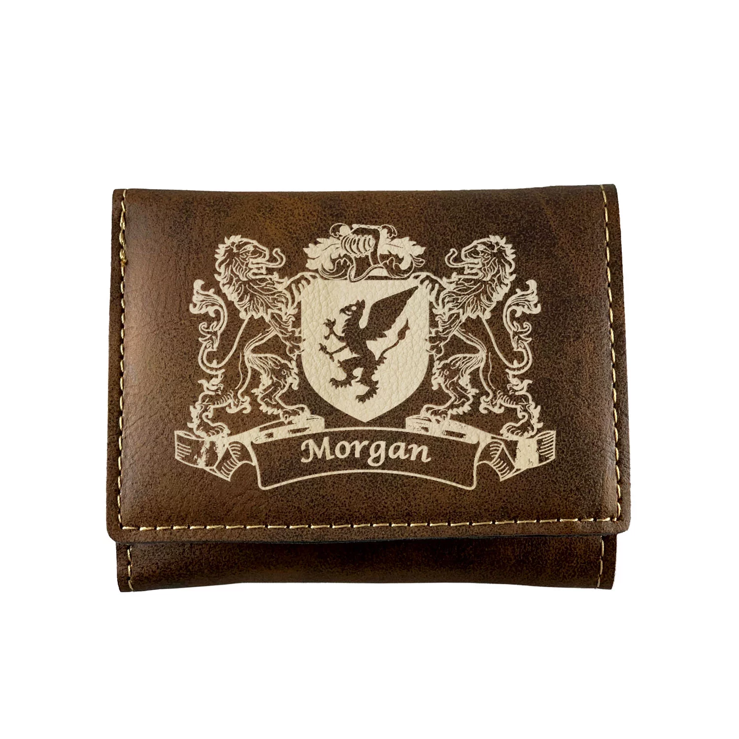 Morgan Irish Coat of Arms Rustic Leather Wallet