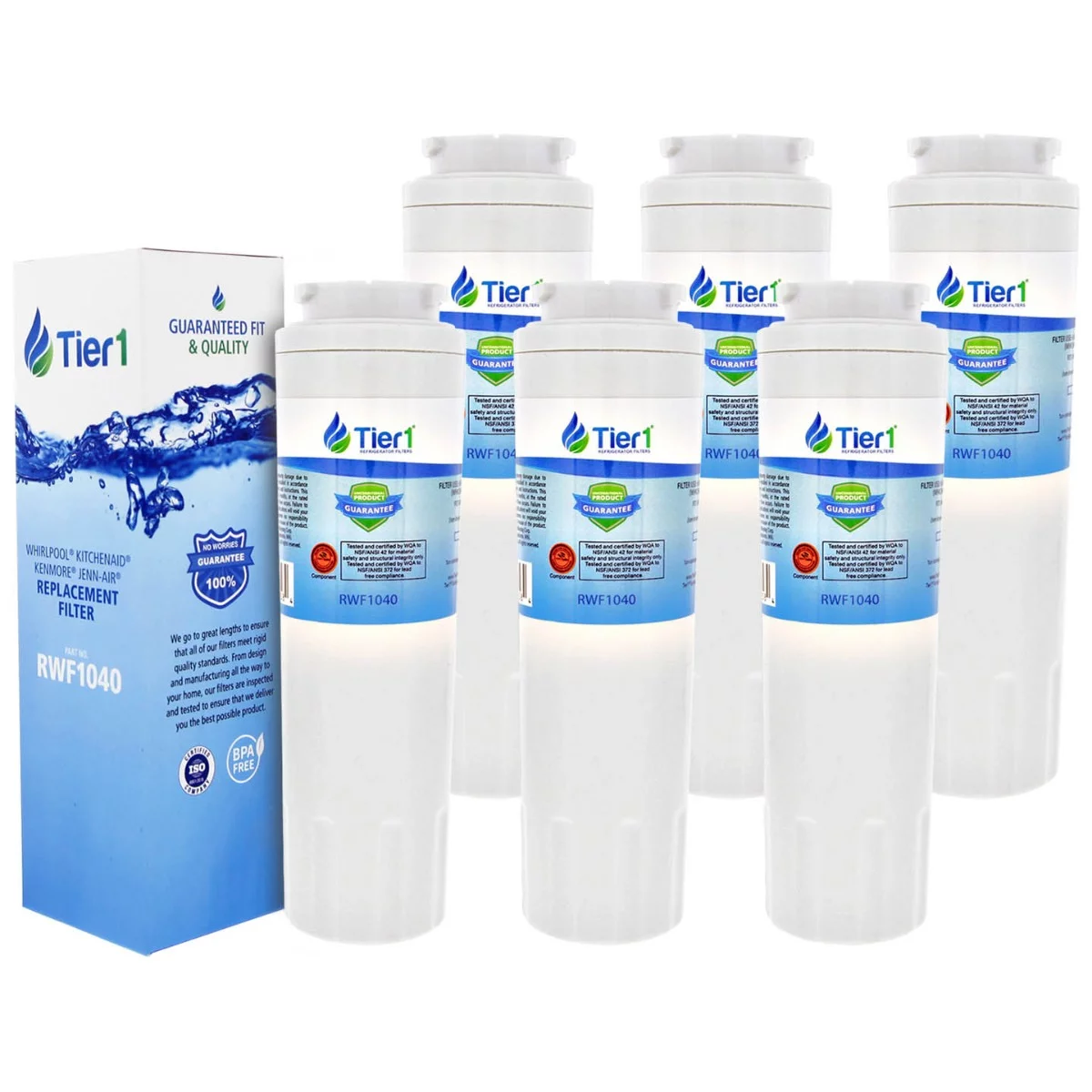 Tier1 UKF8001 Refrigerator Water Filter 6-pk | Replacement for Whirlpool Filter 4, EveryDrop EDR4RXD1, 4396395, Maytag UKF8001, FMM-2, UKF8001AXX-750, 469006, Fridge Filter