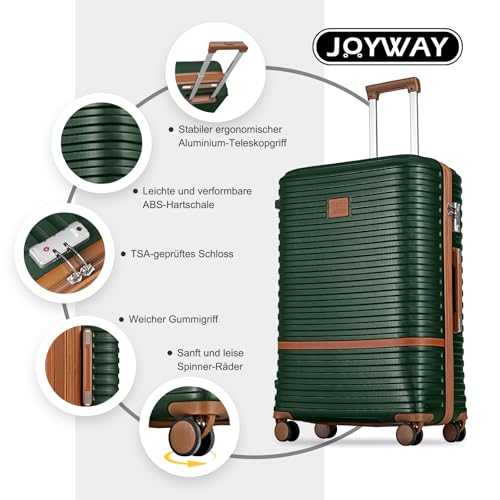 Joyway Carry On Luggage 20 Inch Expandable Suitcase with Spinner Wheel, 4 Piece Hard Shell Luggage Set with TSA Lock(White brown)