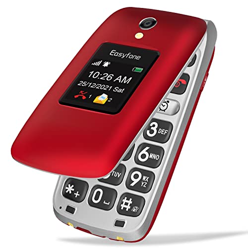 Easyfone Prime-A1 Pro 4G Flip Cell Phone | Easy-to-Use Big Button Cell Phone for Seniors | SOS Emergency Button | Photo Speed Dial, Clear Sound, Large Fonts | SIM Card Included and Charging Dock